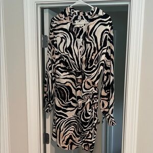 Anthropologie Black and Cream Zebra Print Mini Dress